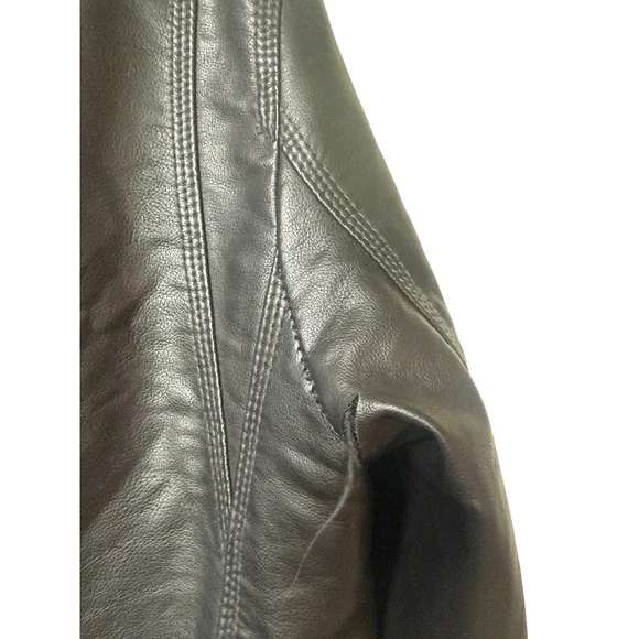 Levis Mens Black Faux Leather Sherpa Trucker Jacket Size S Bomber Full Zip - Picture 8 of 13